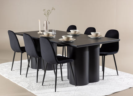 Venture Home Polar & Olivia Matstolar 2-pack Svart + Rektangulära Matbord 210 x 100 Svart