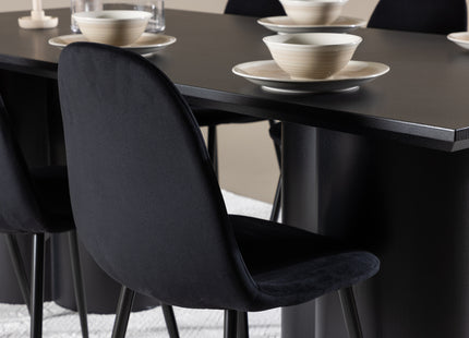Venture Home Polar & Olivia Matstolar 2-pack Svart + Rektangulära Matbord 210 x 100 Svart