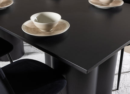 Venture Home Polar & Olivia Matstolar 2-pack Svart + Rektangulära Matbord 210 x 100 Svart