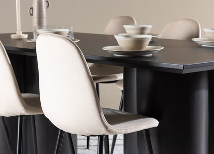 Venture Home Polar & Olivia Matstolar 2-pack Beige + Rektangulära Matbord 210 x 100 Svart