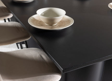 Venture Home Polar & Olivia Matstolar 2-pack Beige + Rektangulära Matbord 210 x 100 Svart