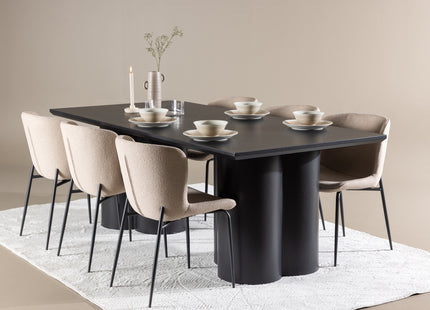 Venture Home Modesto & Olivia Matstolar 2-pack Beige + Rektangulära Matbord 210 x 100 Svart