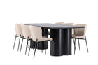 Venture Home Modesto & Olivia Matstolar 2-pack Beige + Rektangulära Matbord 210 x 100 Svart