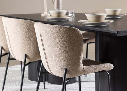 Venture Home Modesto & Olivia Matstolar 2-pack Beige + Rektangulära Matbord 210 x 100 Svart