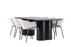 Venture Home Evelina & Olivia Matstolar 2-pack Grå + Rektangulära Matbord 210 x 100 Svart