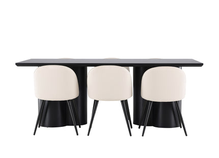 Venture Home Velvet & Olivia Matstolar 2-pack Beige + Rektangulära Matbord 210 x 100 Svart