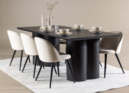Venture Home Velvet & Olivia Matstolar 2-pack Beige + Rektangulära Matbord 210 x 100 Svart