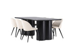 Venture Home Velvet & Olivia Matstolar 2-pack Beige + Rektangulära Matbord 210 x 100 Svart