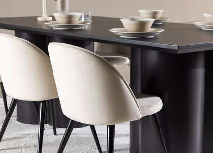 Venture Home Velvet & Olivia Matstolar 2-pack Beige + Rektangulära Matbord 210 x 100 Svart