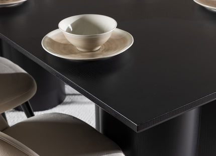 Venture Home Velvet & Olivia Matstolar 2-pack Beige + Rektangulära Matbord 210 x 100 Svart