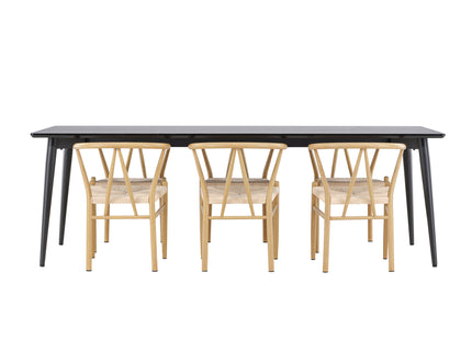Venture Home Alfons & Ellis Matstolar Beige + Rektangulära Matbord 230 x 85 Svart