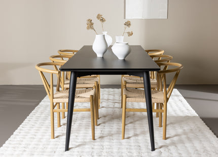 Venture Home Alfons & Ellis Matstolar Beige + Rektangulära Matbord 230 x 85 Svart