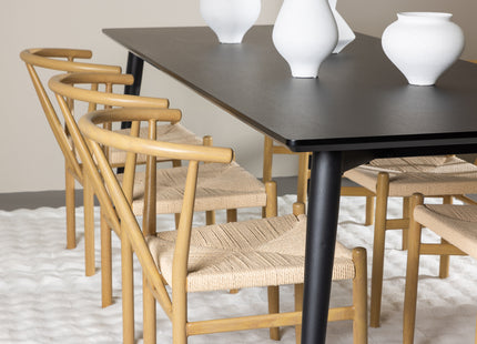 Venture Home Alfons & Ellis Matstolar Beige + Rektangulära Matbord 230 x 85 Svart