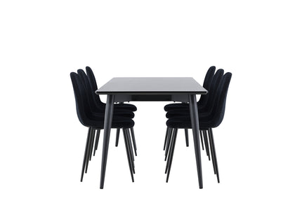 Venture Home Polar & Ellis Matstolar 2-pack Svart + Rektangulära Matbord 230 x 85 Svart