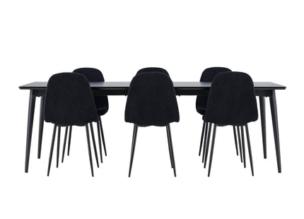 Venture Home Polar & Ellis Matstolar 2-pack Svart + Rektangulära Matbord 230 x 85 Svart