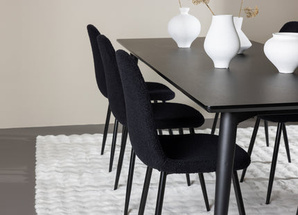 Venture Home Polar & Ellis Matstolar 2-pack Svart + Rektangulära Matbord 230 x 85 Svart