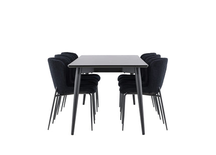 Venture Home Modesto & Ellis Matstolar 2-pack Svart + Rektangulära Matbord 230 x 85 Svart