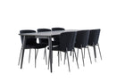 Venture Home Modesto & Ellis Matstolar 2-pack Svart + Rektangulära Matbord 230 x 85 Svart