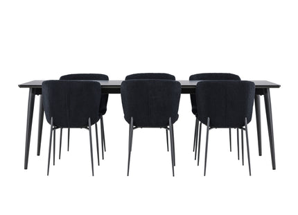 Venture Home Modesto & Ellis Matstolar 2-pack Svart + Rektangulära Matbord 230 x 85 Svart