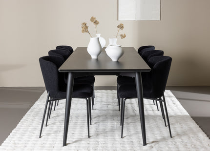 Venture Home Modesto & Ellis Matstolar 2-pack Svart + Rektangulära Matbord 230 x 85 Svart
