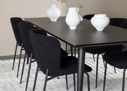 Venture Home Modesto & Ellis Matstolar 2-pack Svart + Rektangulära Matbord 230 x 85 Svart