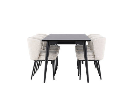 Venture Home Agnes & Ellis Matstolar 2-pack Vit + Rektangulära Matbord 230 x 85 Svart
