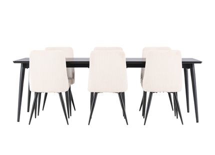Venture Home Leone & Ellis Matstolar 2-pack Beige + Rektangulära Matbord 230 x 85 Svart