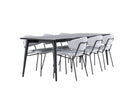 Venture Home Ellis & Chico Rektangulära Matbord 230 x 85 Svart + Matstolar 2-pack Blå