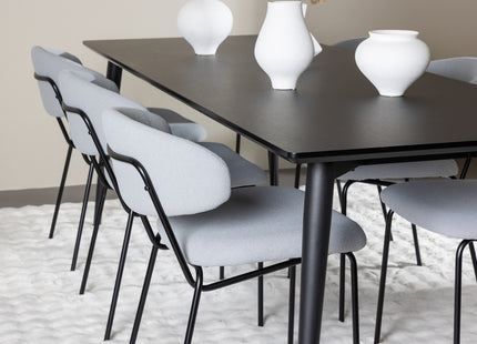 Venture Home Ellis & Chico Rektangulära Matbord 230 x 85 Svart + Matstolar 2-pack Blå