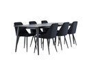 Venture Home Night & Ellis Matstolar 2-pack Svart + Rektangulära Matbord 230 x 85 Svart