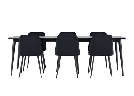 Venture Home Night & Ellis Matstolar 2-pack Svart + Rektangulära Matbord 230 x 85 Svart