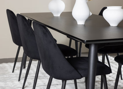 Venture Home Night & Ellis Matstolar 2-pack Svart + Rektangulära Matbord 230 x 85 Svart