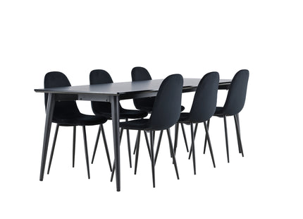 Venture Home Polar & Ellis Matstolar 2-pack Svart + Rektangulära Matbord 230 x 85 Svart