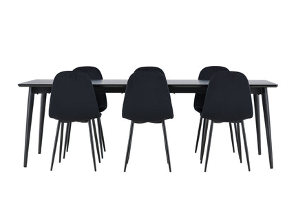 Venture Home Polar & Ellis Matstolar 2-pack Svart + Rektangulära Matbord 230 x 85 Svart