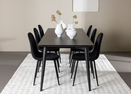 Venture Home Polar & Ellis Matstolar 2-pack Svart + Rektangulära Matbord 230 x 85 Svart