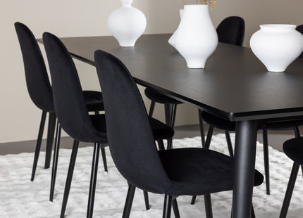 Venture Home Polar & Ellis Matstolar 2-pack Svart + Rektangulära Matbord 230 x 85 Svart