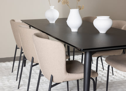 Venture Home Modesto & Ellis Matstolar 2-pack Beige + Rektangulära Matbord 230 x 85 Svart