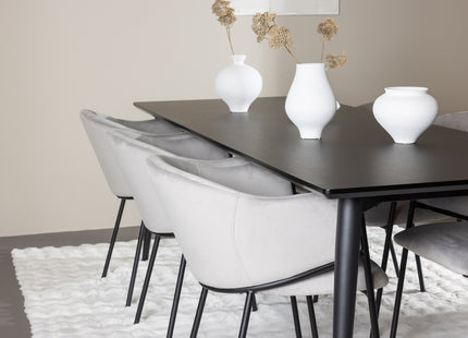 Venture Home Evelina & Ellis Matstolar 2-pack Grå + Rektangulära Matbord 230 x 85 Svart
