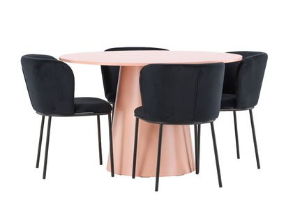 Venture Home Lanzo & Edina Runda Matbord ⌀120 Persika + Matstolar 2-pack Svart