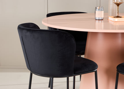 Venture Home Lanzo & Edina Runda Matbord ⌀120 Persika + Matstolar 2-pack Svart