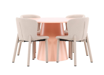 Venture Home Lanzo & Astoria Runda Matbord ⌀120 Persika + Matstolar 2-pack Beige