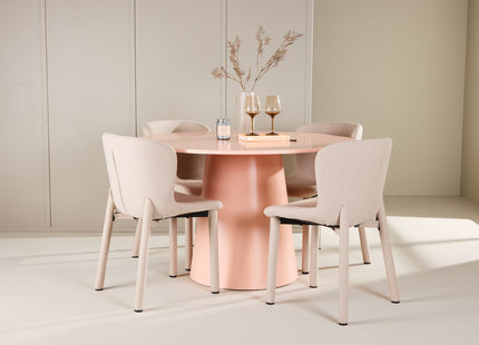 Venture Home Lanzo & Astoria Runda Matbord ⌀120 Persika + Matstolar 2-pack Beige