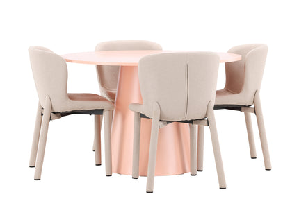 Venture Home Lanzo & Astoria Runda Matbord ⌀120 Persika + Matstolar 2-pack Beige