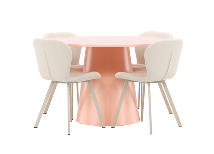 Venture Home Lanzo & Lilja Runda Matbord ⌀120 Persika + Matstolar 2-pack Beige