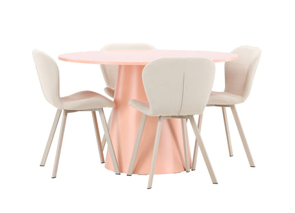 Venture Home Lanzo & Lilja Runda Matbord ⌀120 Persika + Matstolar 2-pack Beige