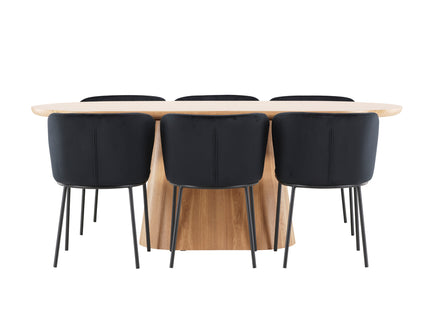 Venture Home Edina & Stjärnö Matstolar 2-pack Svart + Ovala Matbord 200 x 90 Nature