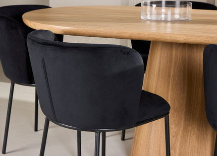 Venture Home Edina & Stjärnö Matstolar 2-pack Svart + Ovala Matbord 200 x 90 Nature