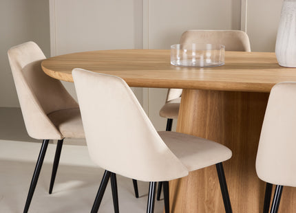 Venture Home Night & Stjärnö Matstolar 2-pack Beige + Ovala Matbord 200 x 90 Nature