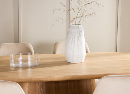 Venture Home Night & Stjärnö Matstolar 2-pack Beige + Ovala Matbord 200 x 90 Nature