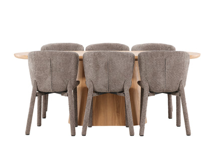 Venture Home Stjärnö & Astoria Ovala Matbord 200 x 90 Nature + Matstolar 2-pack Brun